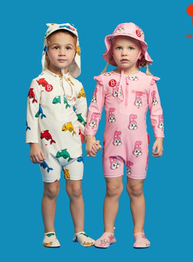 (现货)BEBEDEPINO/贝贝品诺24夏款男女儿童长袖防晒沙滩连体泳衣