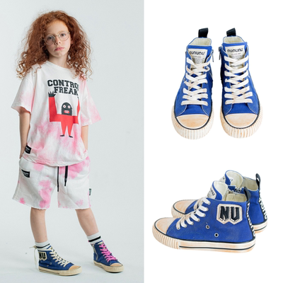 NUNUNU23蓝色做旧帆布鞋