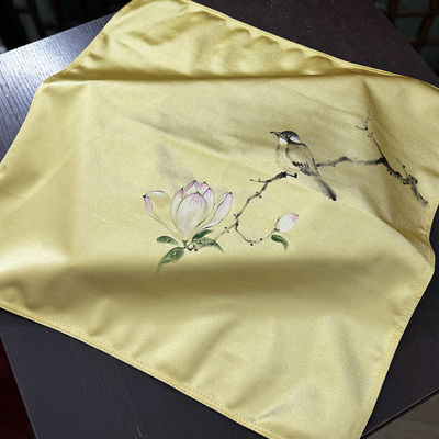 手绘禅意缎面茶盖布艺