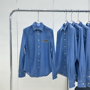 女款牛仔纯棉长袖衬衣女士秋冬季休闲翻领衬衫薄款外套