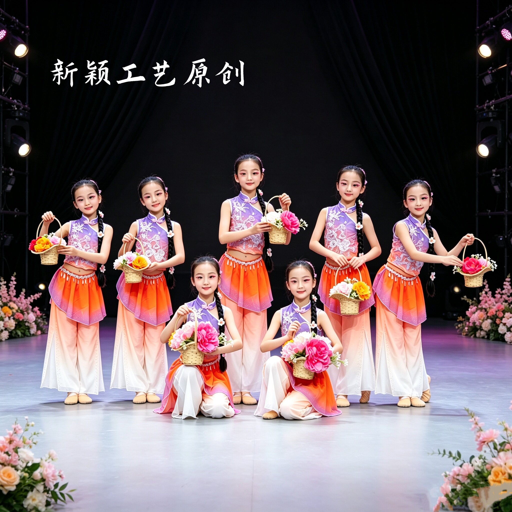 六一春风花信来儿童花篮簪花入梦舞蹈花篮道具中国风古典演出