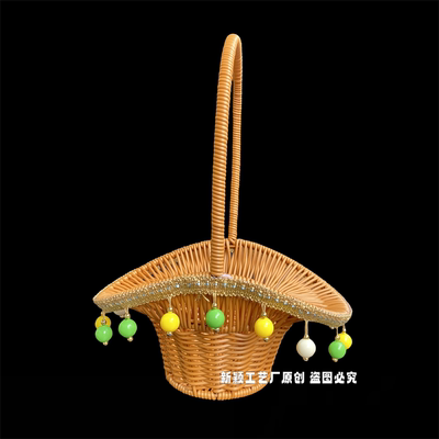 荷叶篮花篮舞蹈手提小花篮纯手工藤桃李杯比赛跳舞表演演出道具篮