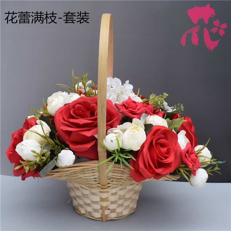 艺术插花舞蹈篮藤编花篮舞蹈道具手提篮广场舞花篮子竹编跳舞篮