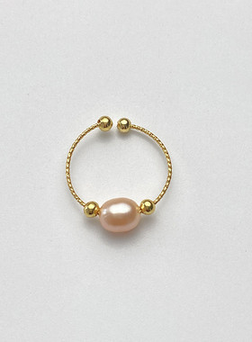 天然淡水珍珠简约戒指开口可调节