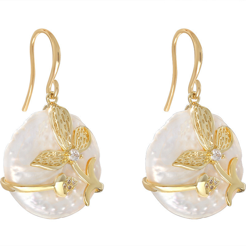 925银针巴洛克异形珍珠耳勾耳环