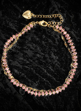 气质璀璨名媛手链甜美粉色合成水