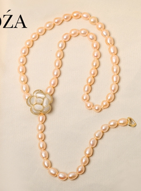 气质淡水珍珠时尚项链夏2022新款优美清新花朵颈链短款网红锁骨链