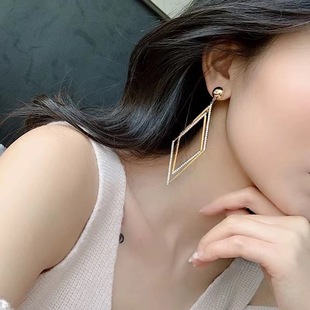 银针几何菱形高级感耳环个性 潮耳饰 气质显瘦脸 耳坠2024新款