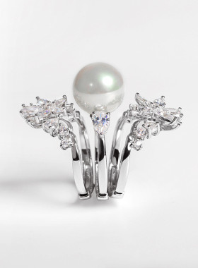 925银淡水珍珠开口可调节戒指食指指环网红气质高级感时尚手饰女