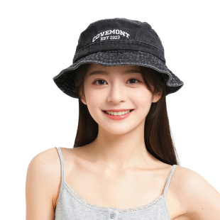 Covemont25春夏防晒帽子渔夫帽男女重工水洗夏季 牛仔字母情侣盆帽