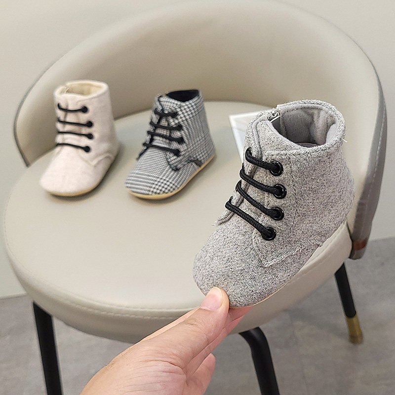 男宝宝鞋子0-1岁婴儿鞋软底防滑学步鞋高绑舒适格子幼儿鞋秋季新,童鞋/婴儿鞋/亲子鞋,学步鞋,淘宝优惠券,粉丝福利购,淘宝优惠卷