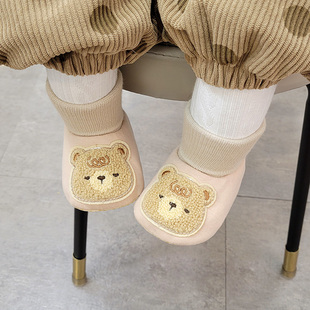子小熊幼儿不掉鞋 男女宝宝鞋 12个月软底鞋 袜棉布春秋婴儿鞋