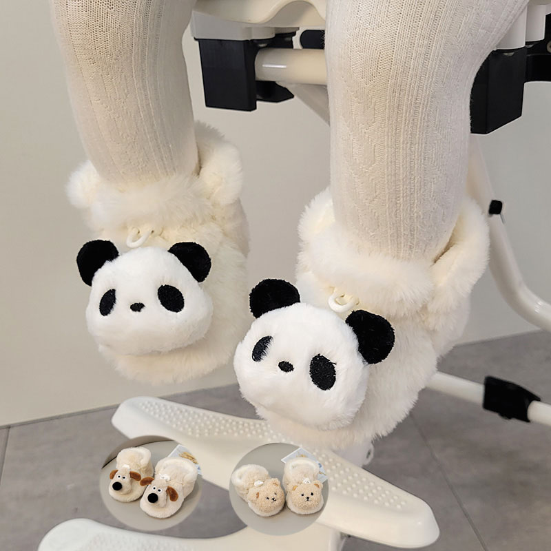 冬季毛毛鞋保暖鞋护脚套软厚底加绒男女宝宝步前鞋卡通可爱棉鞋