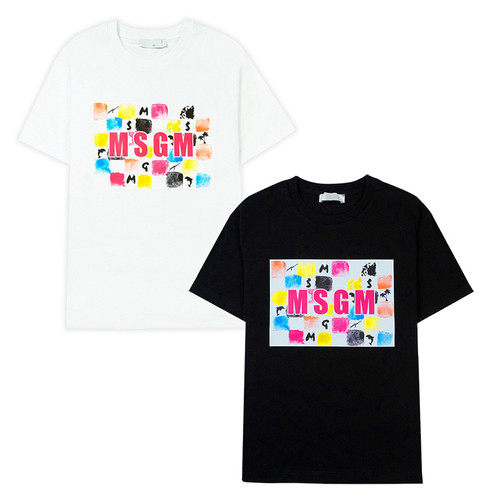 M1574水彩logo小众t恤女夏纯棉短袖上衣夏季情侣夏季亲子装潮tee
