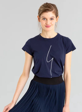 法式优雅日系agnes反讽图案印花简约白色t恤女短袖纯棉圆领黑上衣