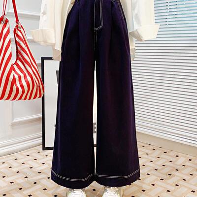 高腰通勤韩版九分松紧牛仔裤