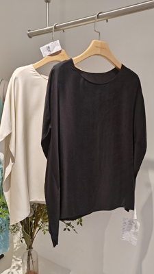 YFS125奢华遮肉设计感~桑蚕丝宽松蝙蝠袖T恤衬衫上衣