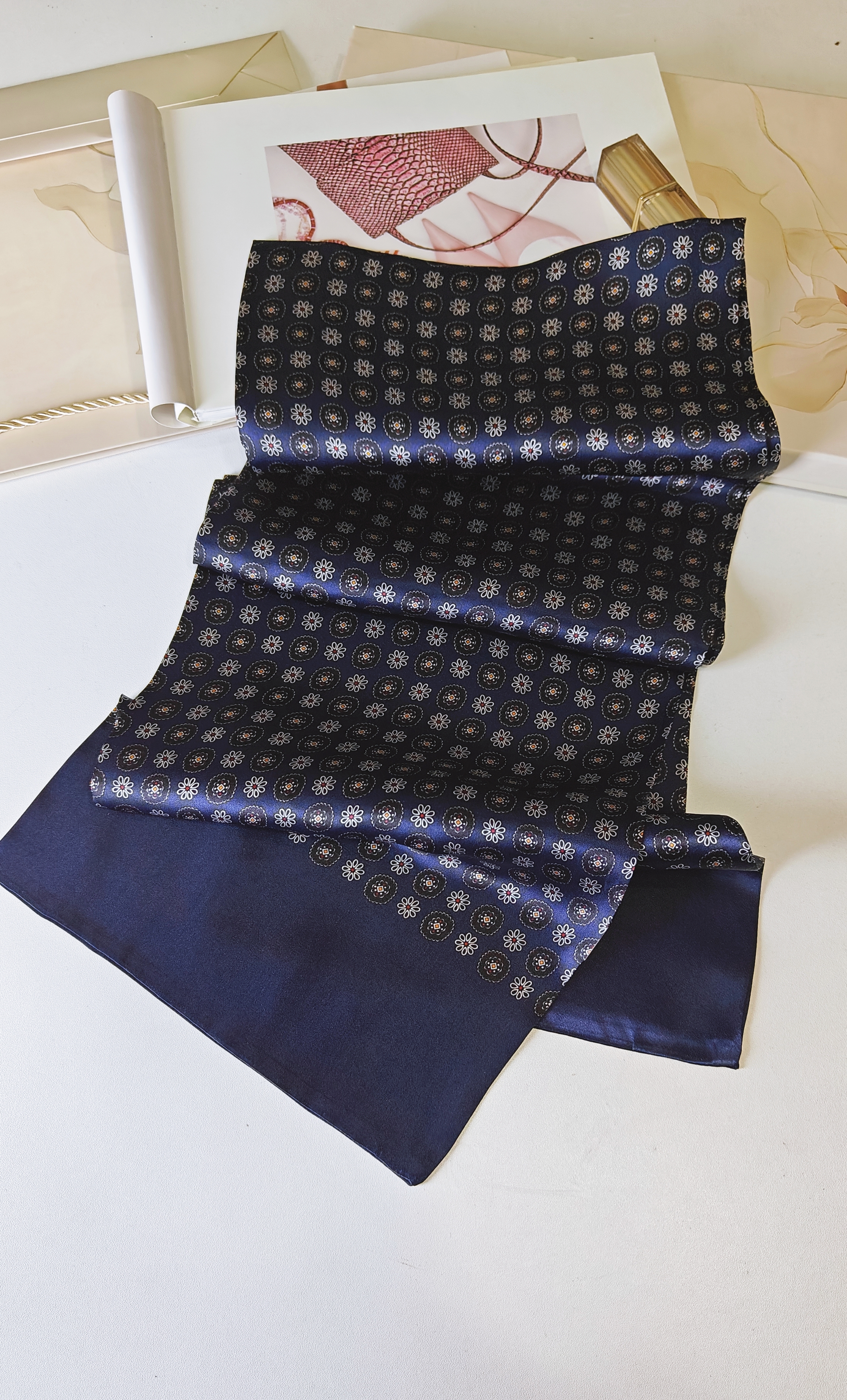 瑕疵特价 100桑蚕丝双层素绉缎真丝长巾男士民族风花色秋冬围巾