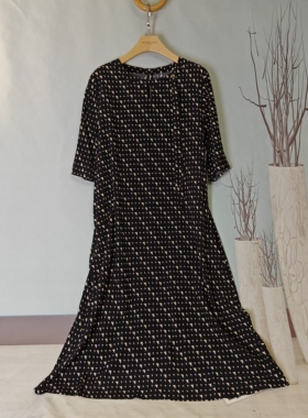 Y33夏季2025新款桑蚕丝连衣裙女真丝长袖裙子宽松显瘦气质优雅裙