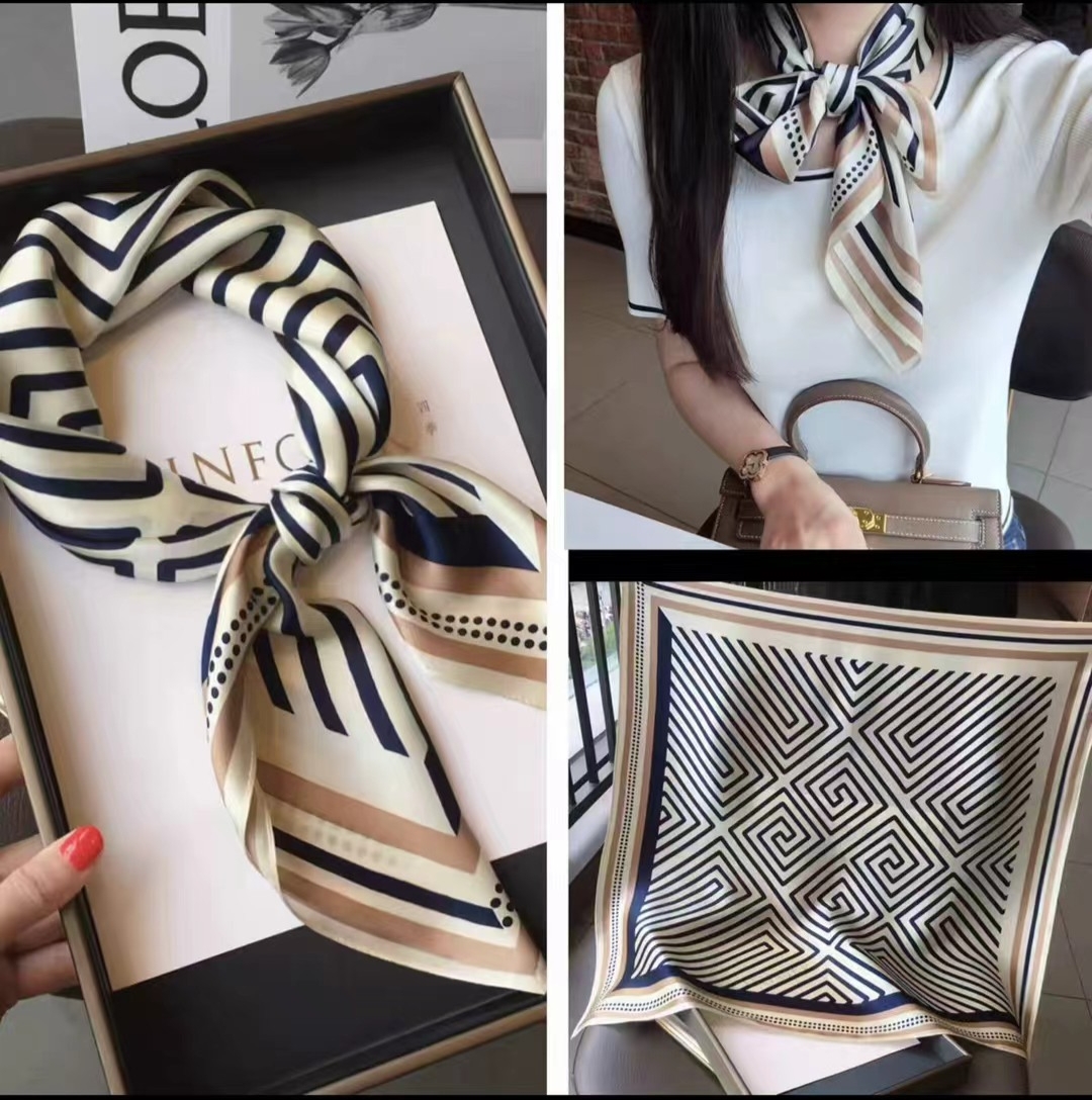 高档桑蚕丝丝巾女士真丝围巾春夏轻薄透气丝绸时尚百搭70方巾礼物