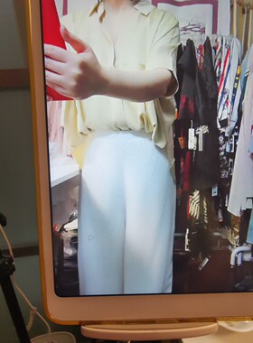 仙仙桑蚕丝大码白色裤阔腿裤J255