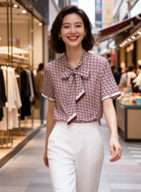 重磅真丝斜纹绸短袖上衣女2026桑蚕丝设计感小众宽松休闲衬衣B19