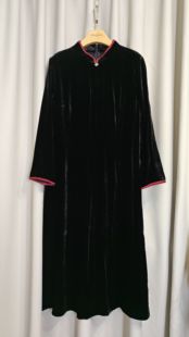 2025新款黑色真丝丝绒连衣裙女桑蚕丝七分袖中年妈妈时尚裙子气质