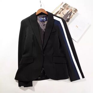 外贸女 搭拼色有范儿 质感一粒扣 外套 5折清 西装 A2659 大码