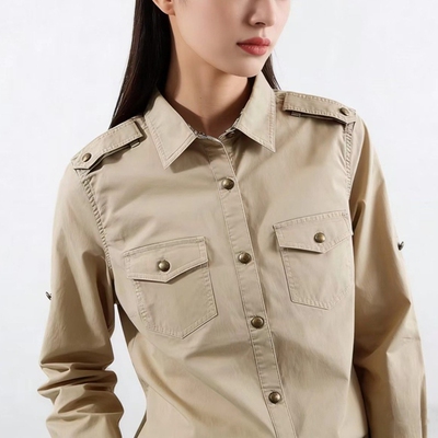 帅帅工装风柔软与飒美全棉衬衫