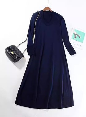 晓 外贸女 J003 如此厚实的有质感 简洁优雅 U领羊毛连衣裙~A3518