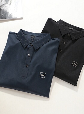 外贸 高端春秋季商务休闲纯色长袖POIO衫男大码简约T恤衫~A4755