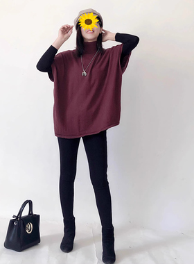 晓 外贸女J003 温暖100%羊毛 玩味时尚斗篷设计感针织衫 ~~A1879