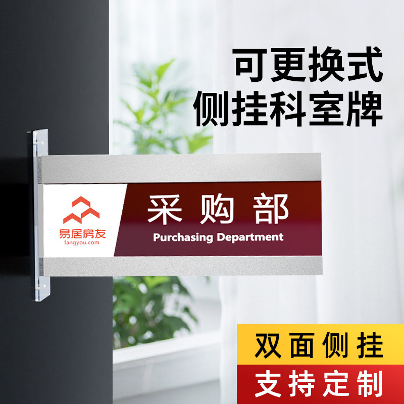 亚克力双面侧装门牌可抽取科室牌办公室竖标牌学校医院部门牌定制