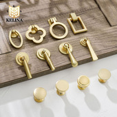 锌合金简约金色中式 抽屉床头柜把手复古装 饰单孔衣柜门家具拉手