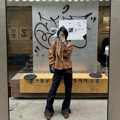 VVHYME黑色直筒牛仔裤