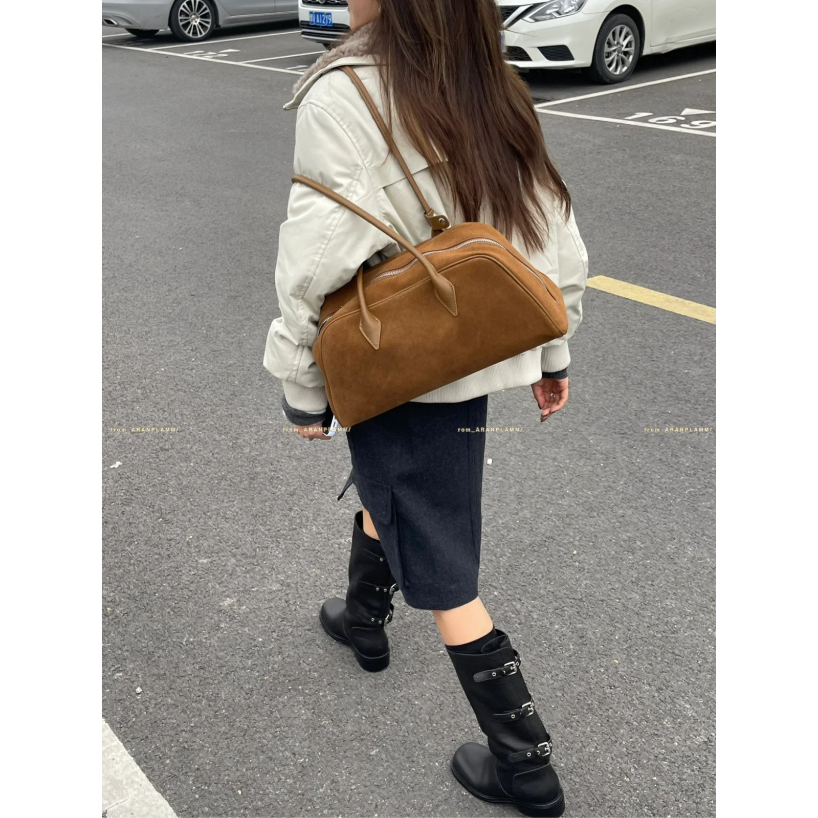 复古磨砂牛皮保龄球包女大容量手提单肩包通勤托特包,箱包皮具/热销女包/男包,单肩包,淘宝优惠券,粉丝福利购,淘宝优惠卷