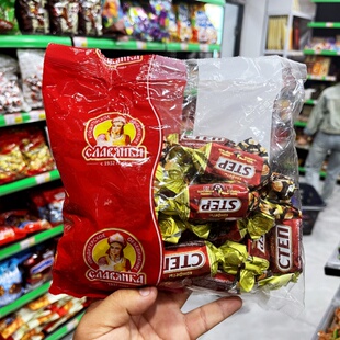 俄罗斯进口斯拉夫牌三棵榛子奶味黄金舞步糖休闲零食年节礼品