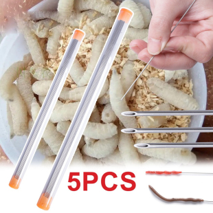 金属穿蚯蚓神器 蚯蚓气针空心针20cm不锈钢上饵器沙蚕穿虫器红虫