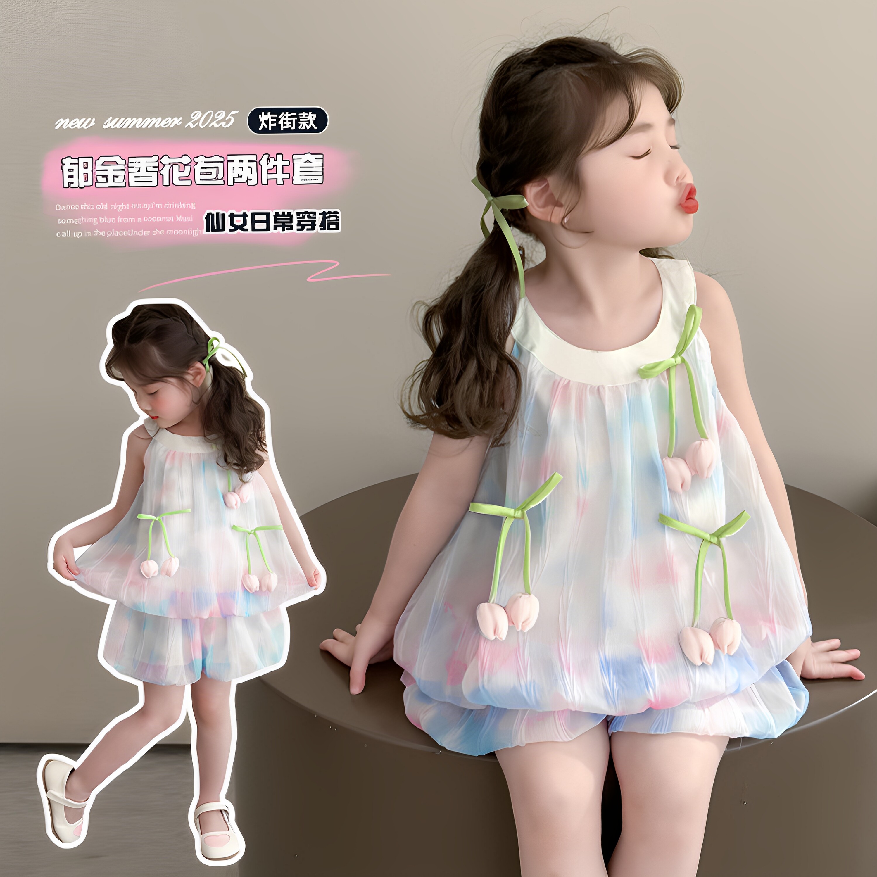 仙女风女甜美夏季两件套装