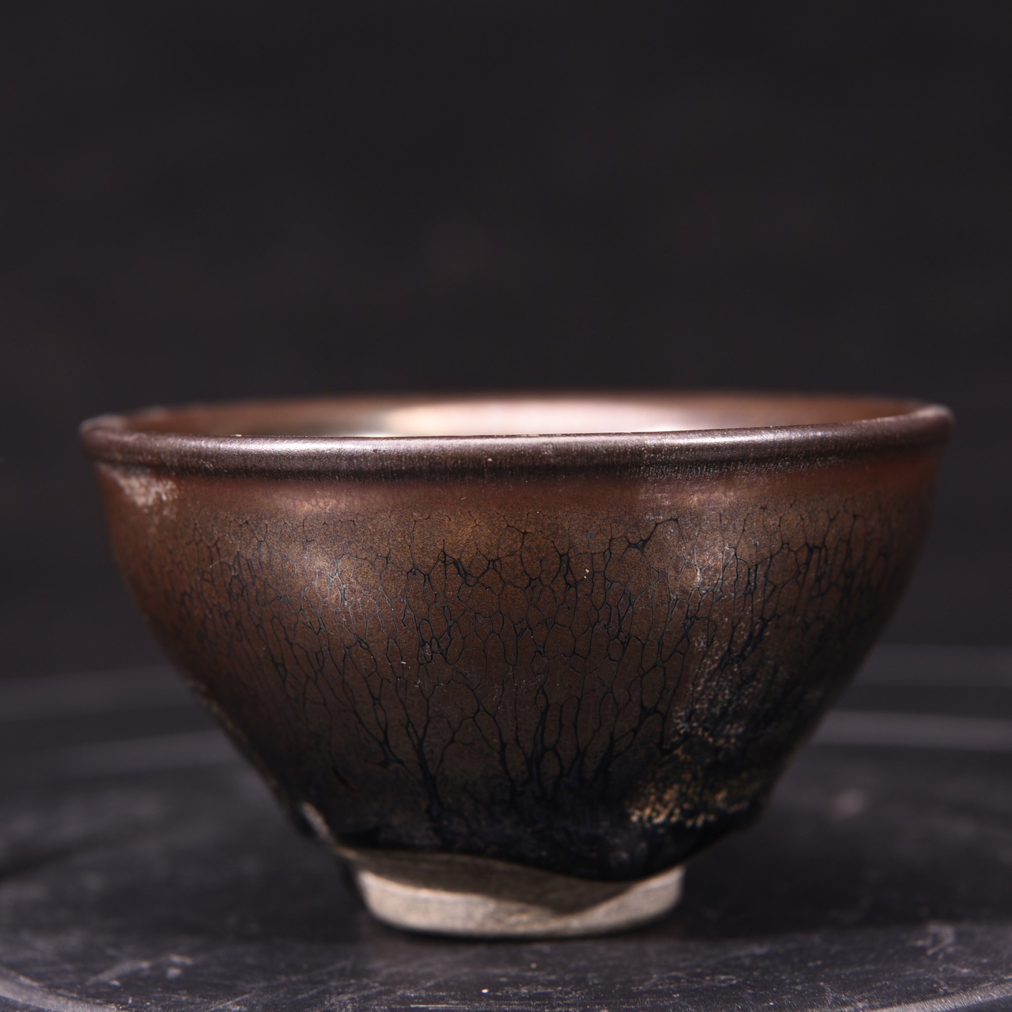 大宋磁州窑乌金紫金釉窑变油滴茶盏茶杯