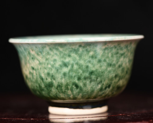 大清康熙督窑官朗廷极督烧窑变绿釉压手杯酒杯茶杯