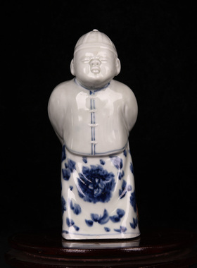 大清光绪年制青花初吻人之初瓷雕