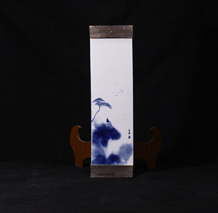 民国竹溪道人王步绘泼墨青花高士悟道图李白上阳台贴泡茶台