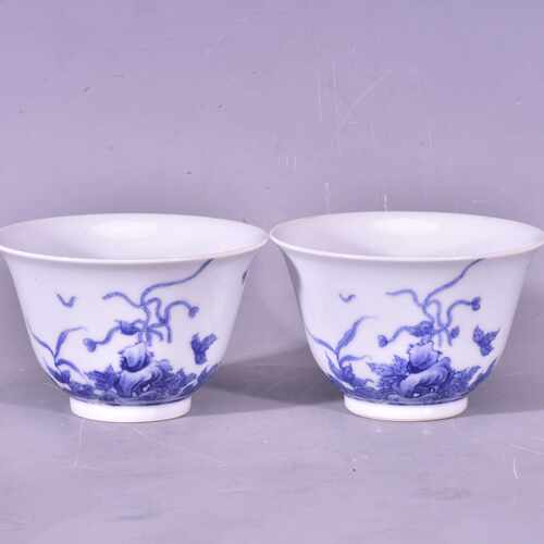大清雍正主人款青花花卉纹茶杯