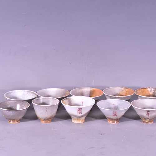 大唐天目山松柴烧制窑变禅意赵佶天下一人款斗笠茶杯