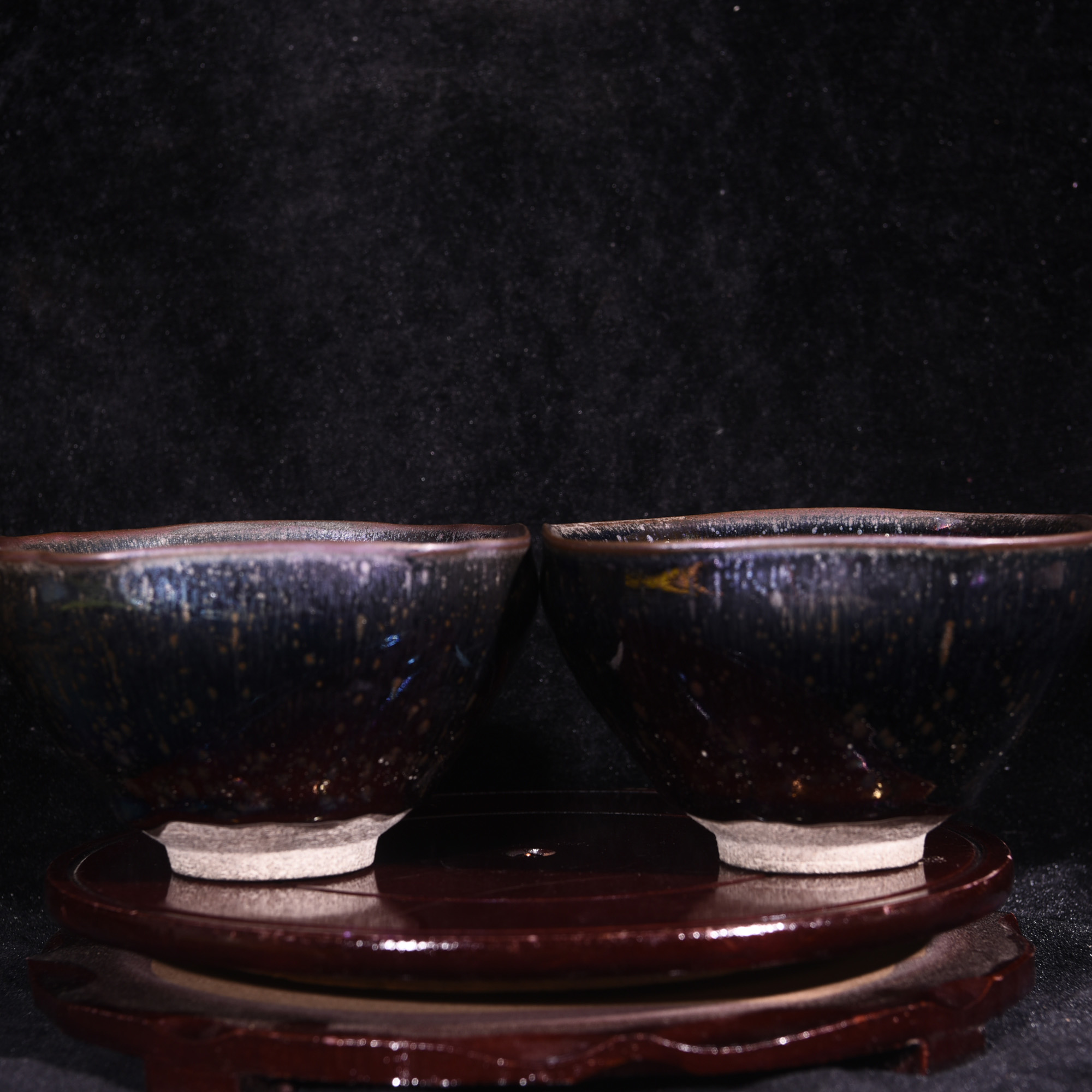 大唐天目山道场乌金釉紫金釉七彩曜变兔毫油滴四方倭角茶盏茶杯