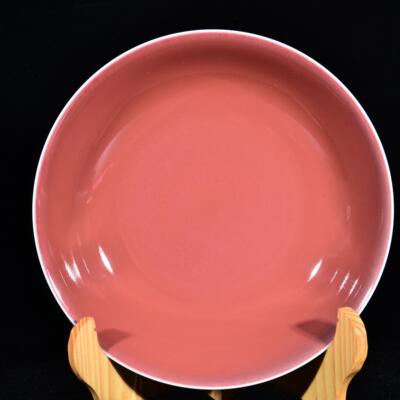 大清乾隆九年内府造节令膳碗原样存厂记款霁红釉盘