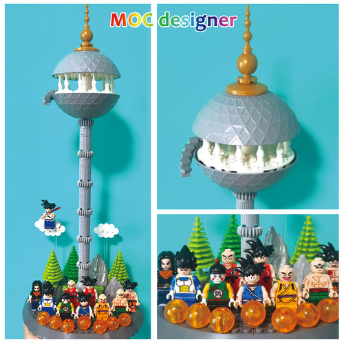 MOC拼装积木七龙珠龟仙人仔天下第一武道会场景加林塔小悟空拼插