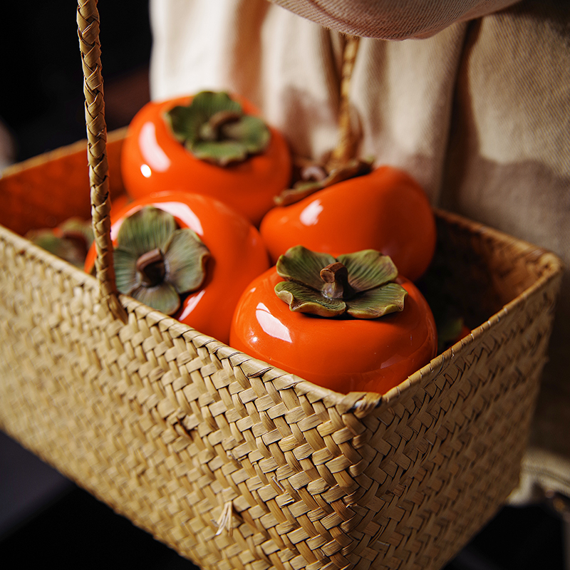 柿子茶叶罐家用陶瓷小号便携密封