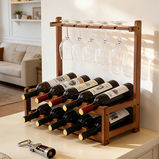 简易桌面酒架置物架吧台悬挂红酒杯架倒挂家用小型斜放葡萄酒底座